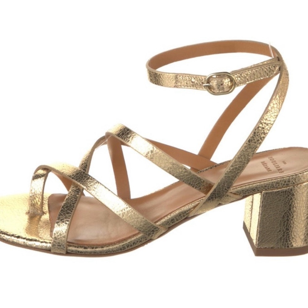 Sezane strappy gold block sandals 9 - Picture 2 of 5